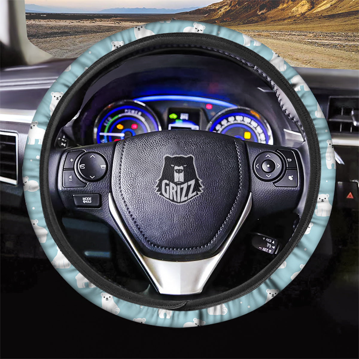 Baby Bear Cartoon Cute Print Pattern Car Steering Wheel Cover-grizzshop