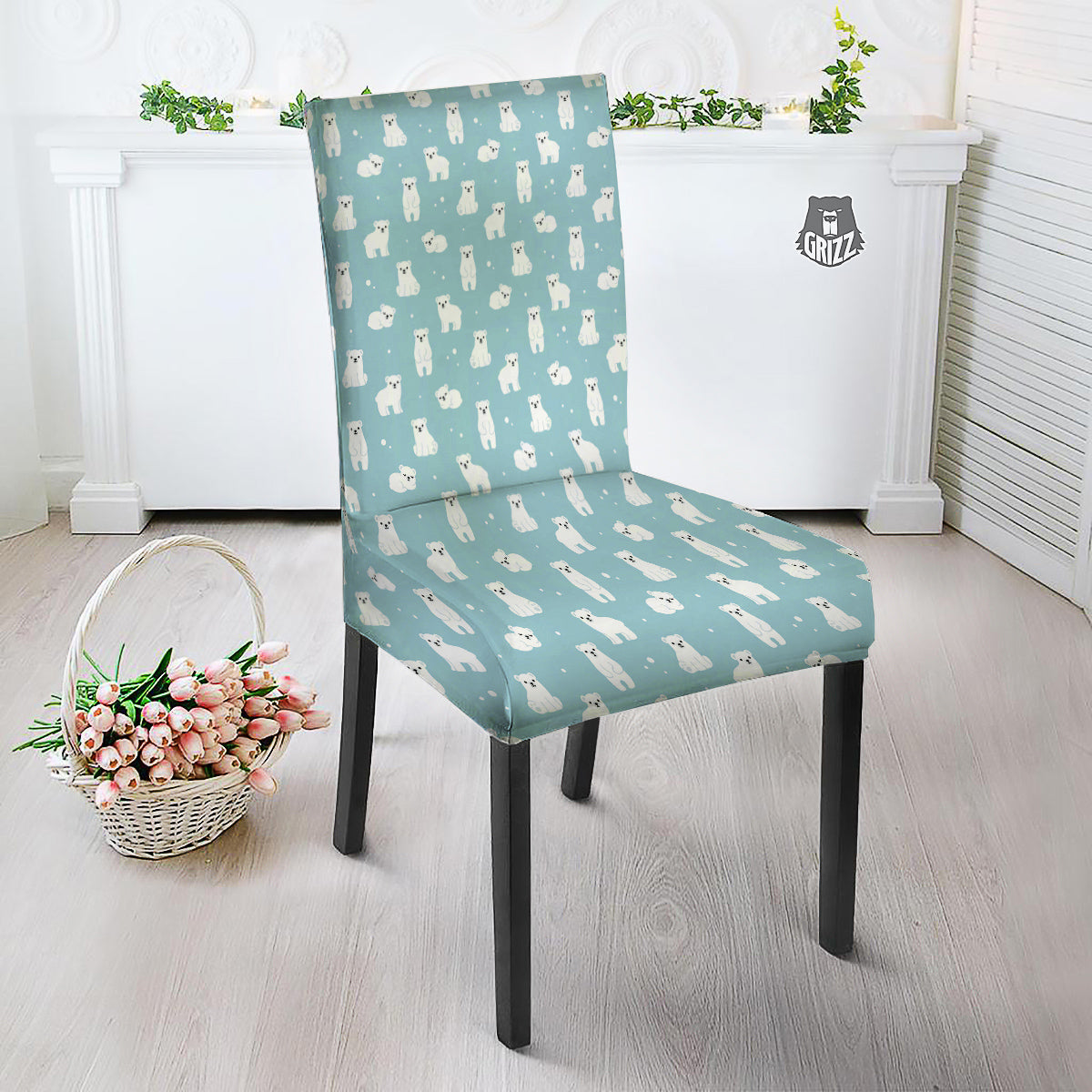 Baby Bear Cartoon Cute Print Pattern Dining Chair Slipcover-grizzshop