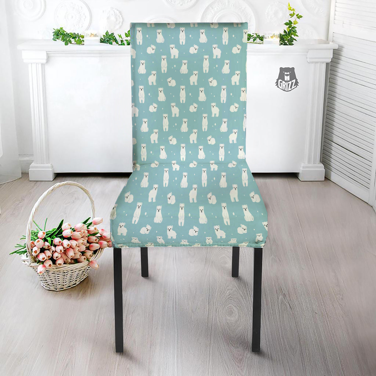 Baby Bear Cartoon Cute Print Pattern Dining Chair Slipcover-grizzshop