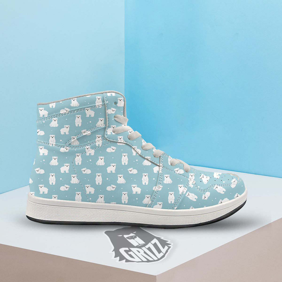 Baby Bear Cartoon Cute Print Pattern High Top Sneakers-grizzshop