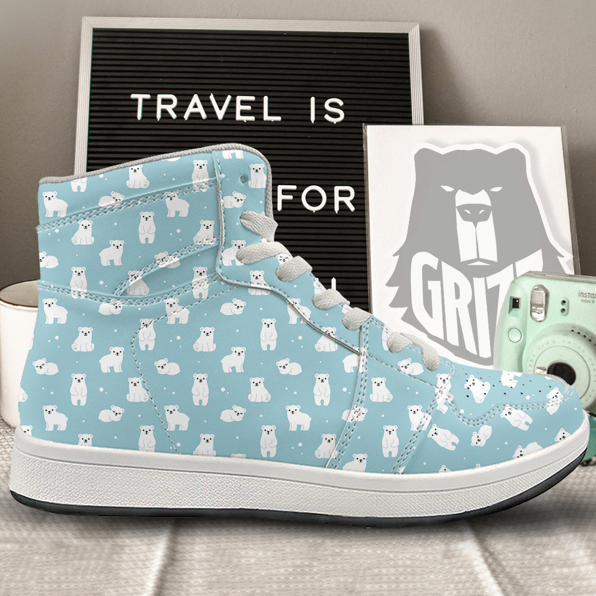 Baby Bear Cartoon Cute Print Pattern High Top Sneakers-grizzshop