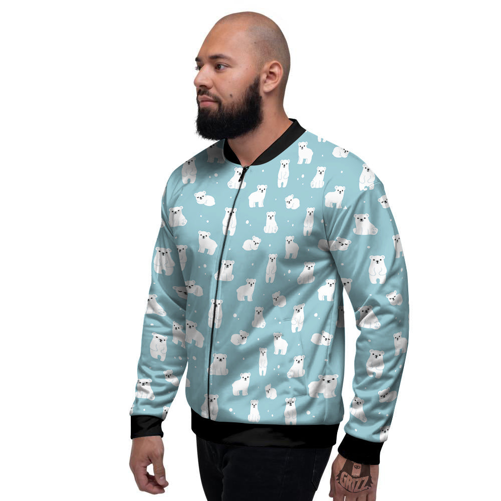 Baby Bear Cartoon Cute Print Pattern Men's Bomber Jacket-grizzshop