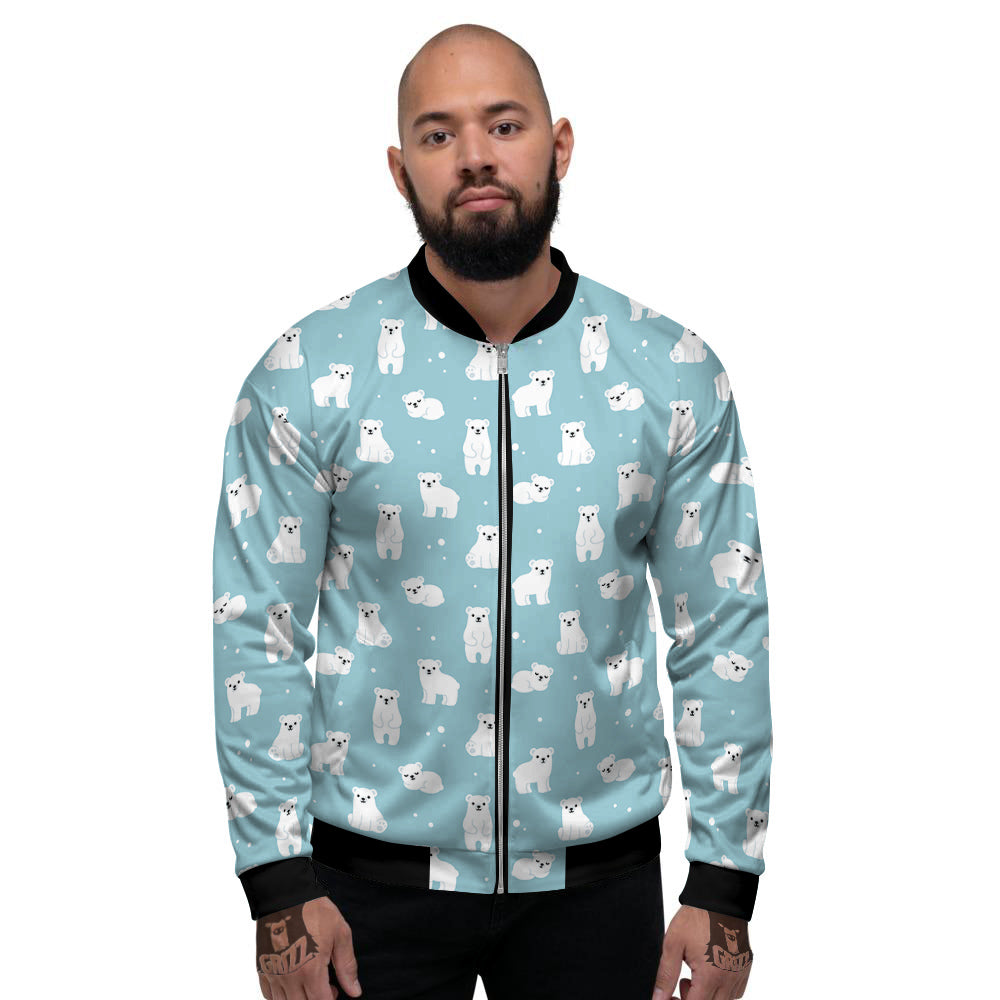Baby Bear Cartoon Cute Print Pattern Men's Bomber Jacket-grizzshop