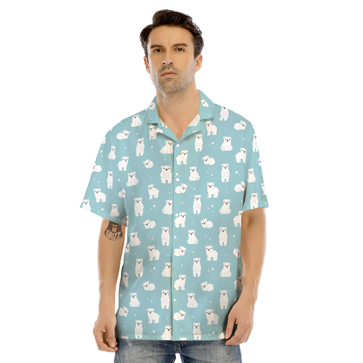 Baby Bear Cartoon Cute Print Pattern Men's Hawaiian Shirt-grizzshop