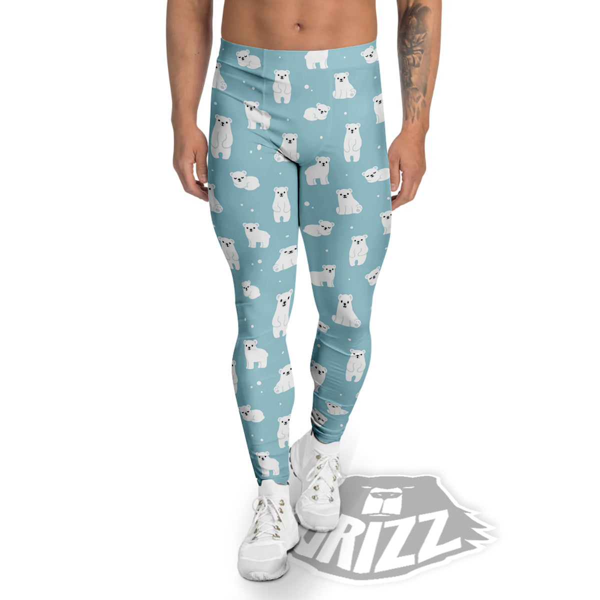 Baby Bear Cartoon Cute Print Pattern Men's Leggings-grizzshop