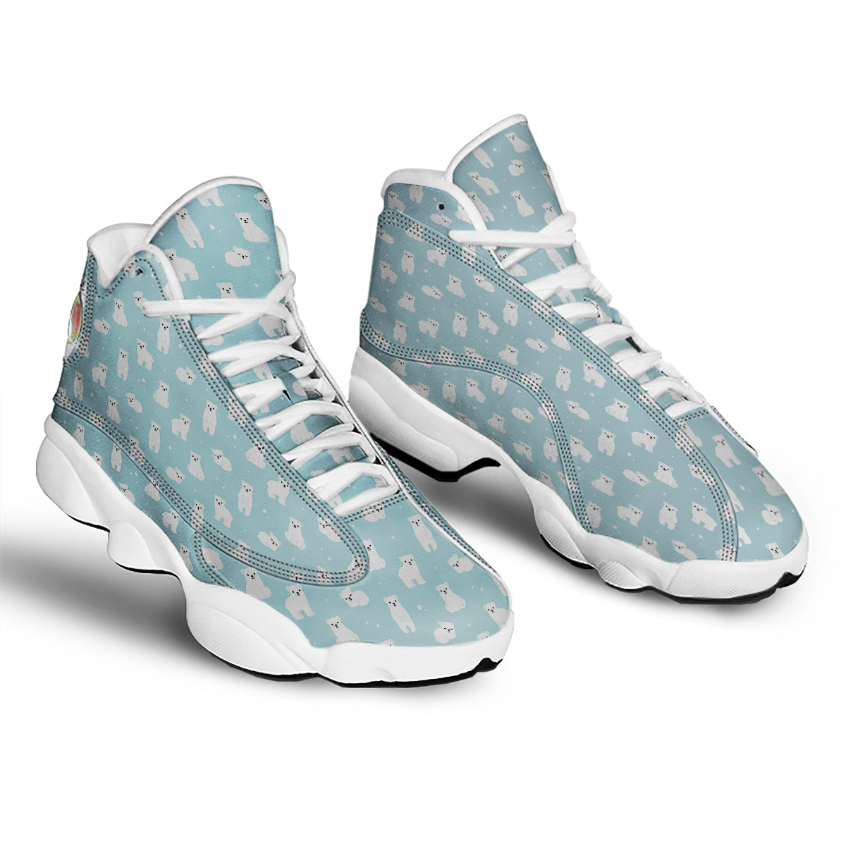 Baby Bear Cartoon Cute Print Pattern White Basketball Shoes-grizzshop