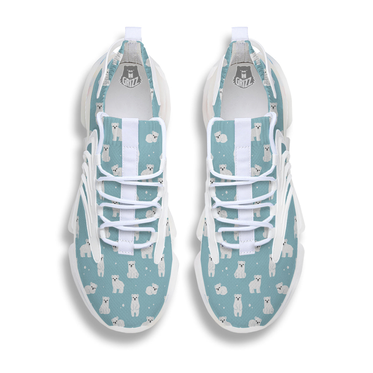 Baby Bear Cartoon Cute Print Pattern White Gym Shoes-grizzshop