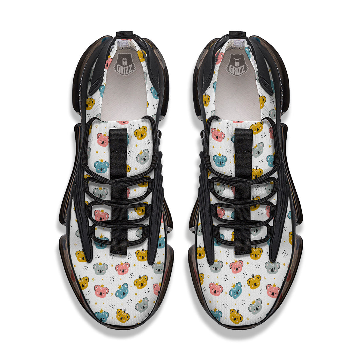 Baby Bear Colorful Cartoon Print Pattern Black Gym Shoes-grizzshop