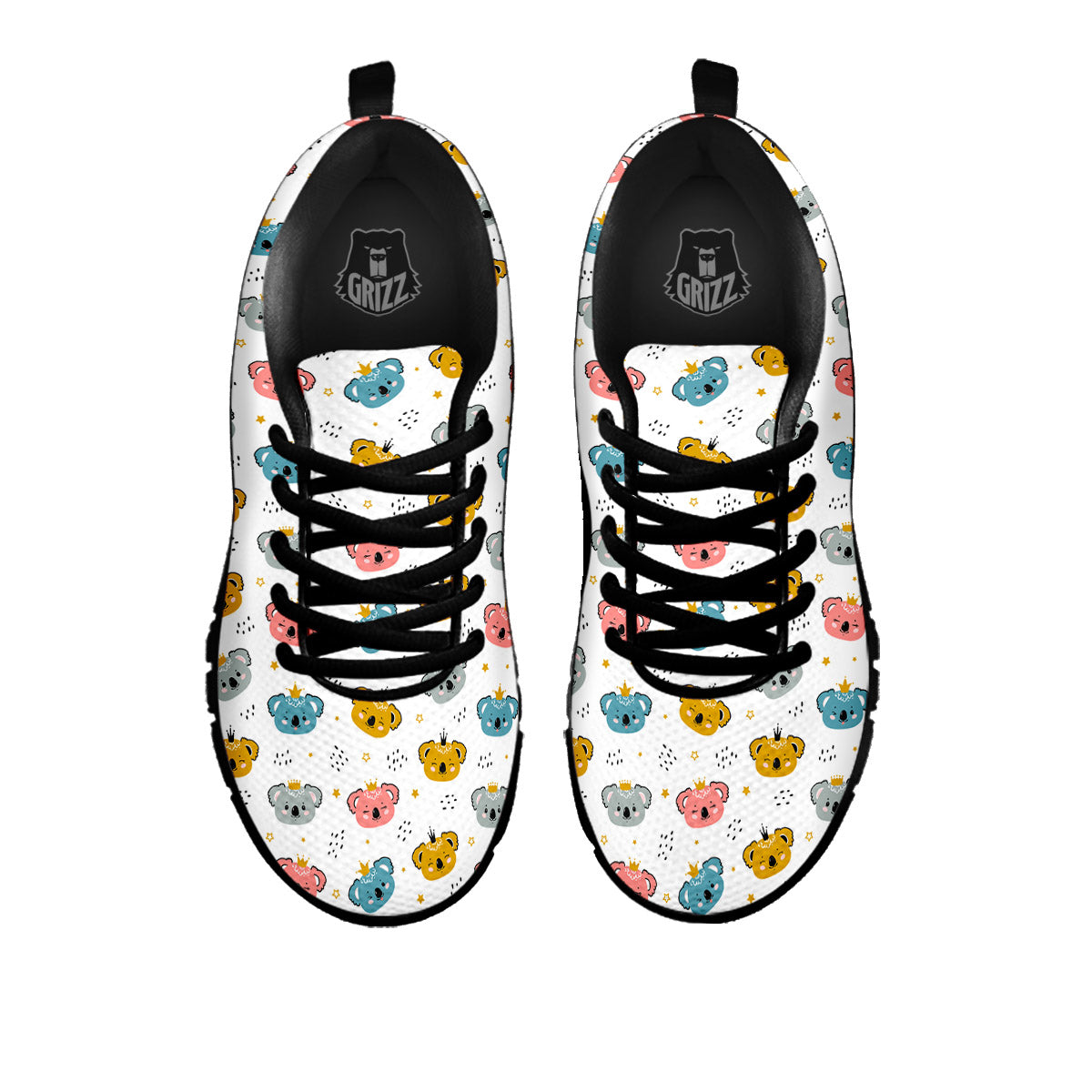 Baby Bear Colorful Cartoon Print Pattern Black Sneaker-grizzshop