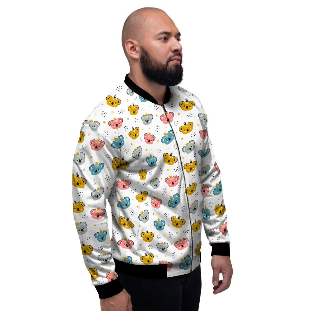 Baby Bear Colorful Cartoon Print Pattern Men's Bomber Jacket-grizzshop
