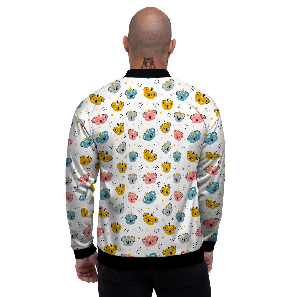 Baby Bear Colorful Cartoon Print Pattern Men's Bomber Jacket-grizzshop