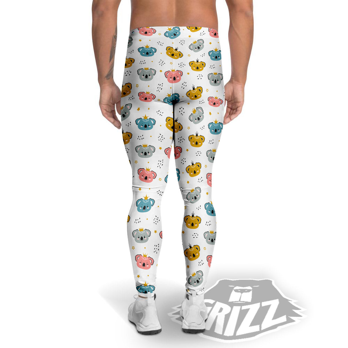 Baby Bear Colorful Cartoon Print Pattern Men's Leggings-grizzshop