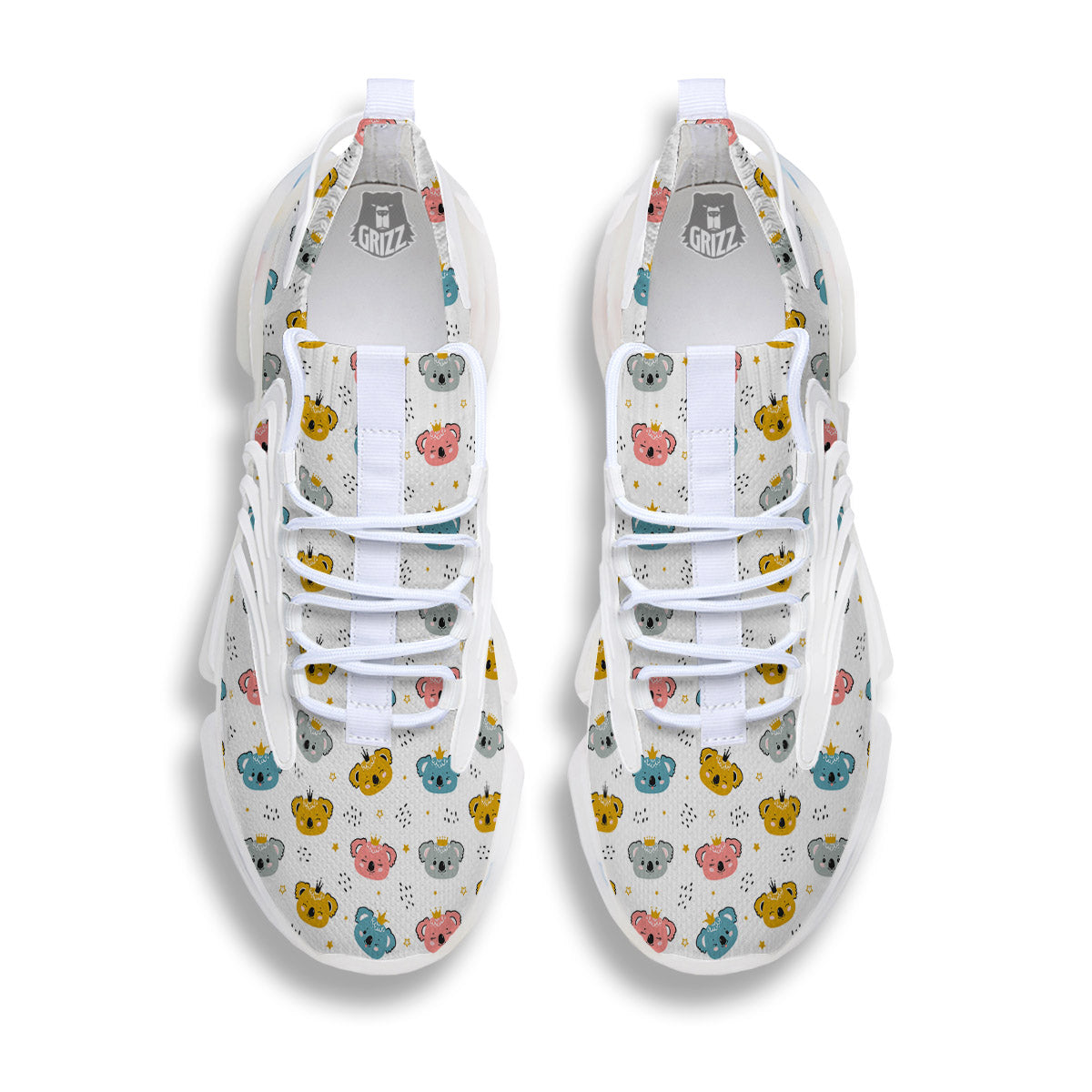 Baby Bear Colorful Cartoon Print Pattern White Gym Shoes-grizzshop
