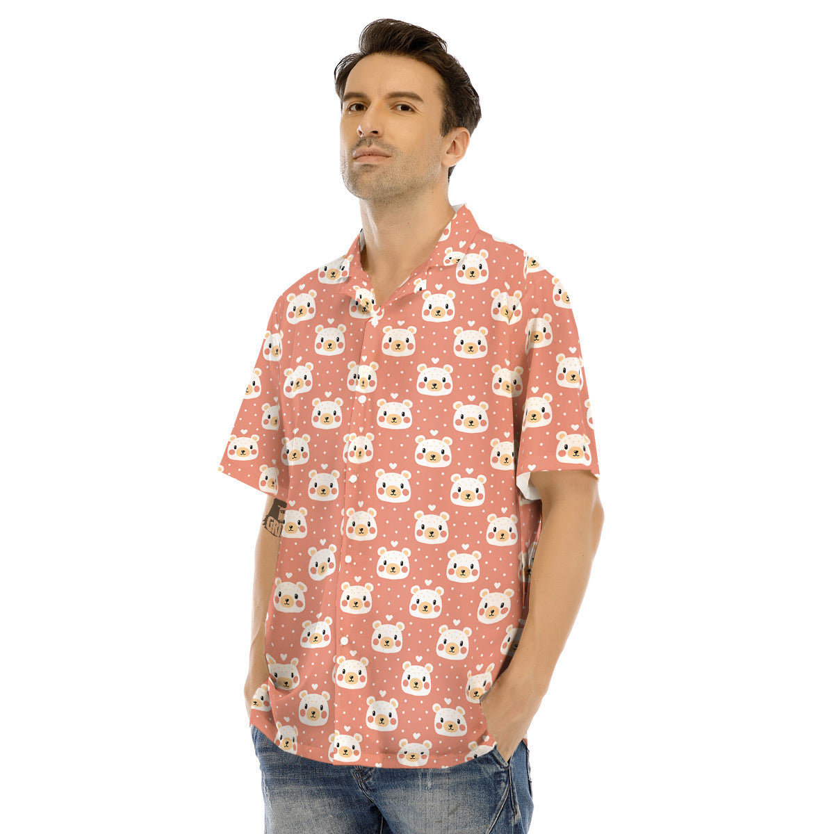 Baby Bear Cute Polka Dot Print Pattern Men's Hawaiian Shirt-grizzshop