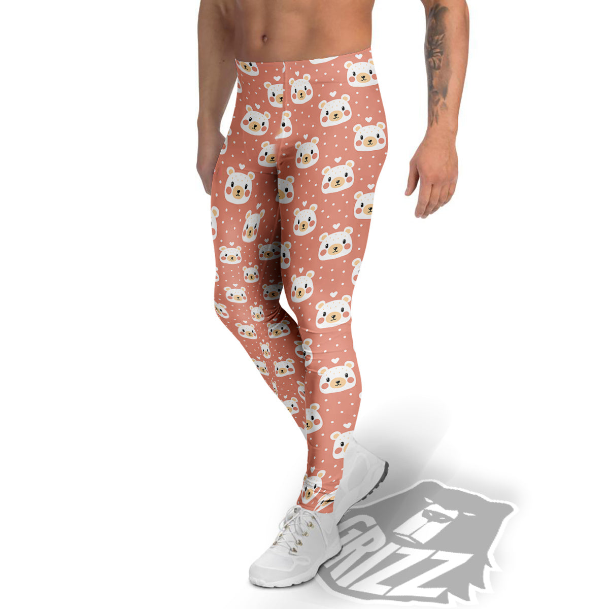 Baby Bear Cute Polka Dot Print Pattern Men's Leggings-grizzshop
