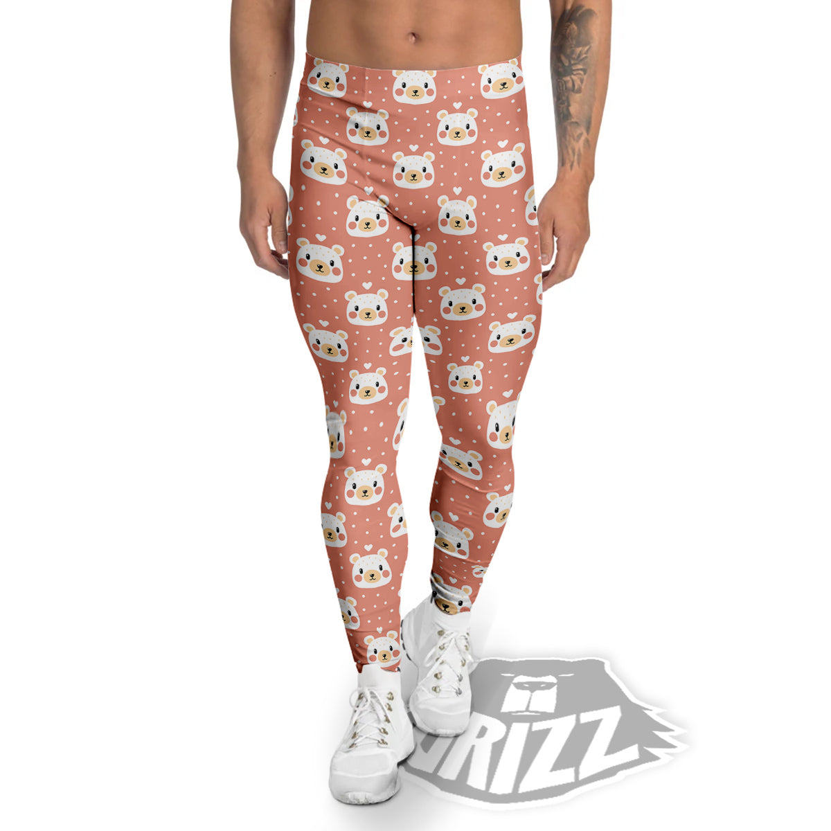 Baby Bear Cute Polka Dot Print Pattern Men's Leggings-grizzshop