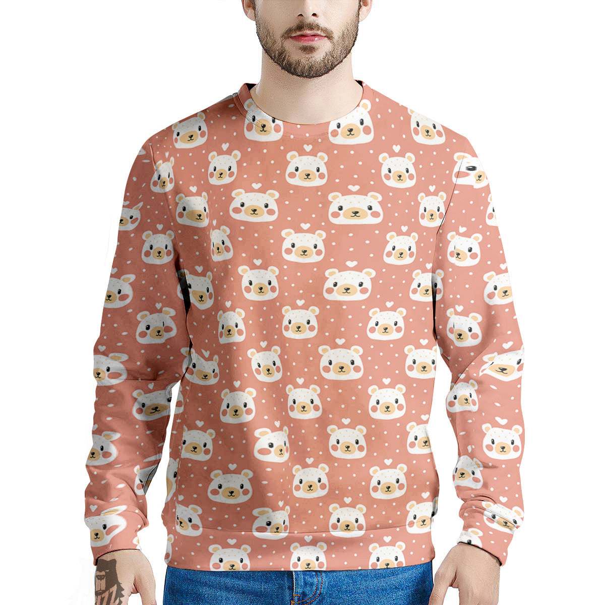 Baby Bear Cute Polka Dot Print Pattern Men's Sweatshirt-grizzshop