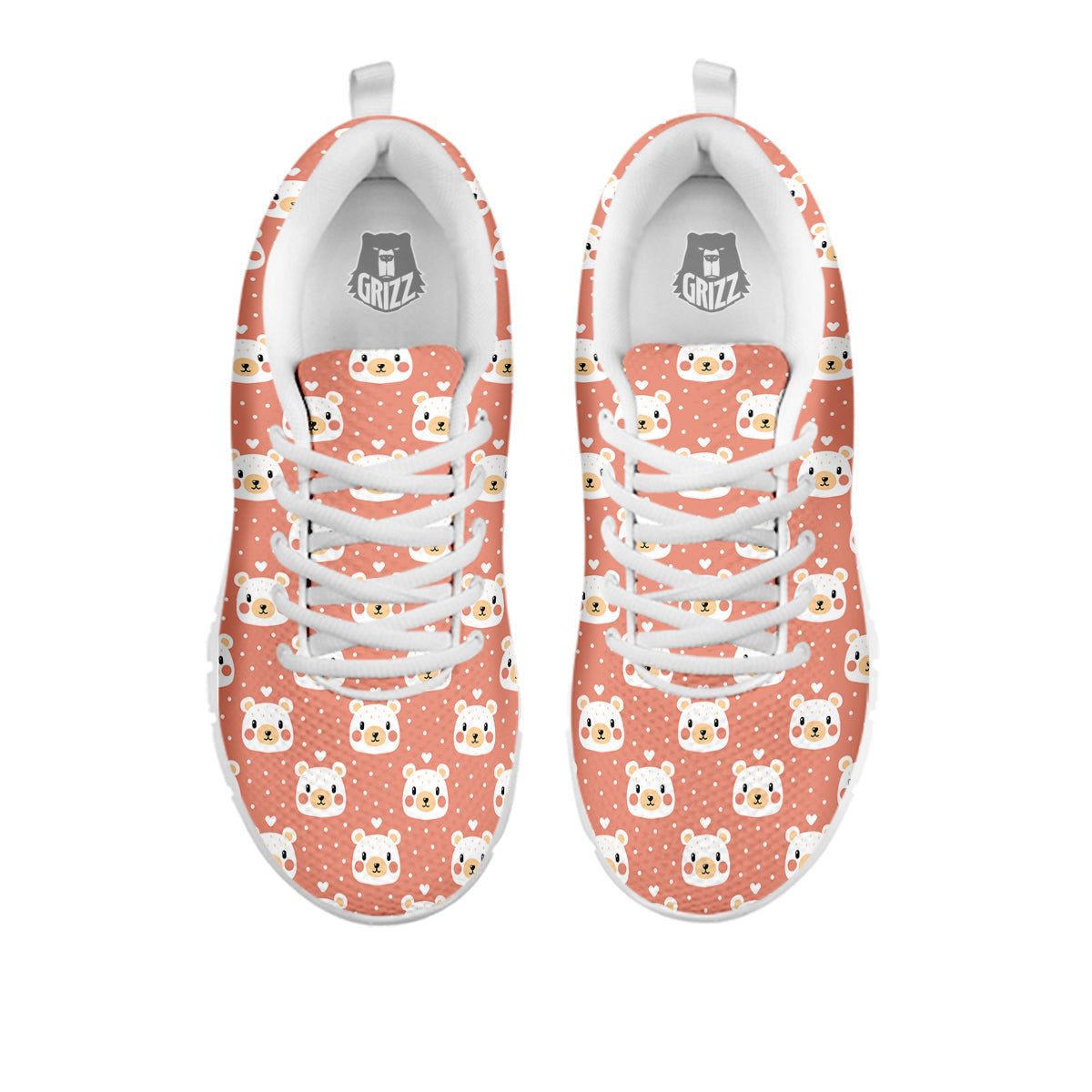 Baby Bear Cute Polka Dot Print Pattern White Sneaker-grizzshop