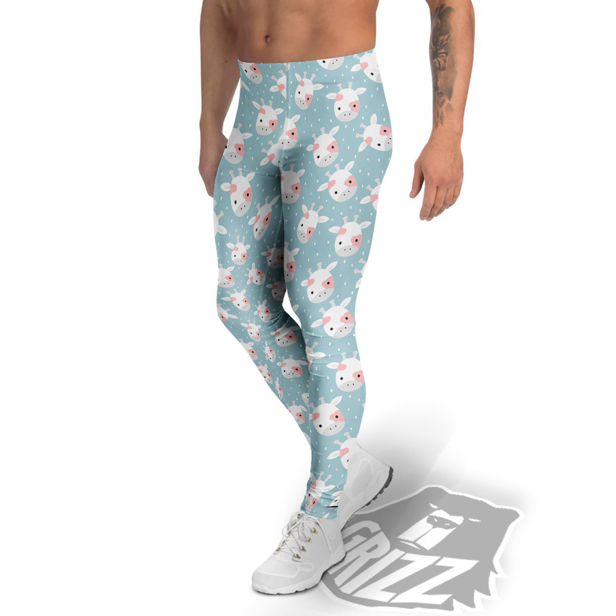 Baby Cow Cartoon Cute Print Pattern Men's Leggings-grizzshop