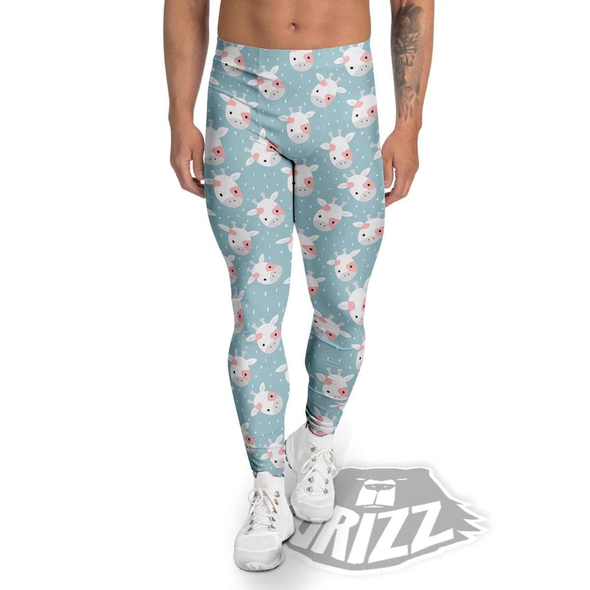 Baby Cow Cartoon Cute Print Pattern Men's Leggings-grizzshop