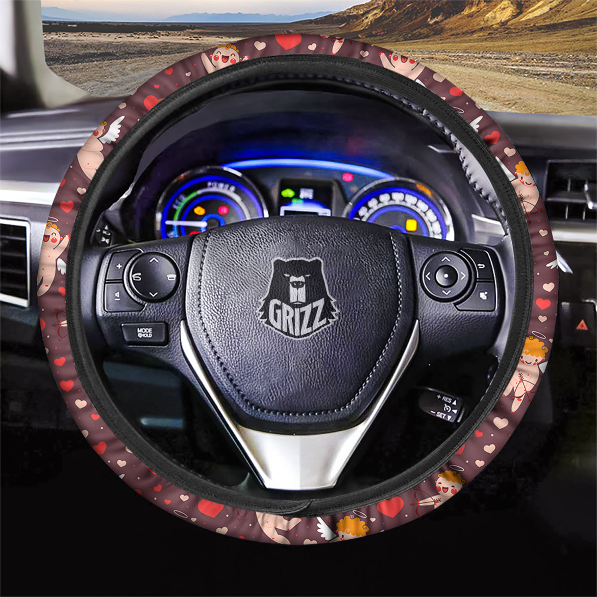 Baby Cupid Print Pattern Car Steering Wheel Cover-grizzshop