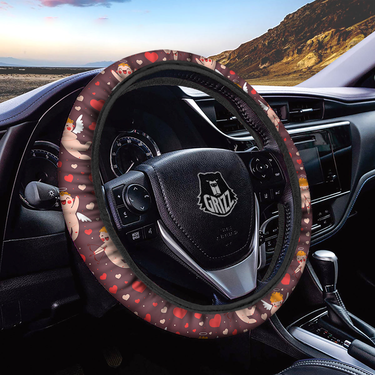 Baby Cupid Print Pattern Car Steering Wheel Cover-grizzshop