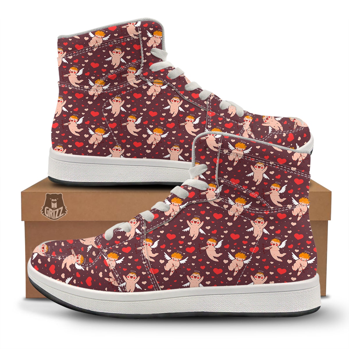 Baby Cupid Print Pattern High Top Sneakers-grizzshop