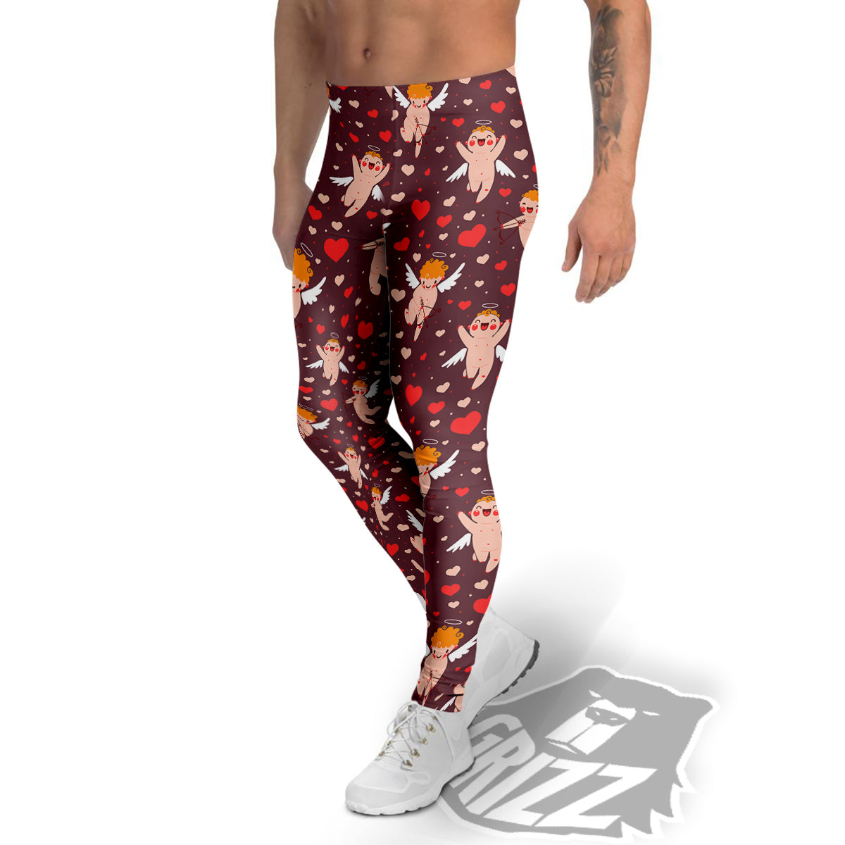 Baby Cupid Print Pattern Men's Leggings-grizzshop