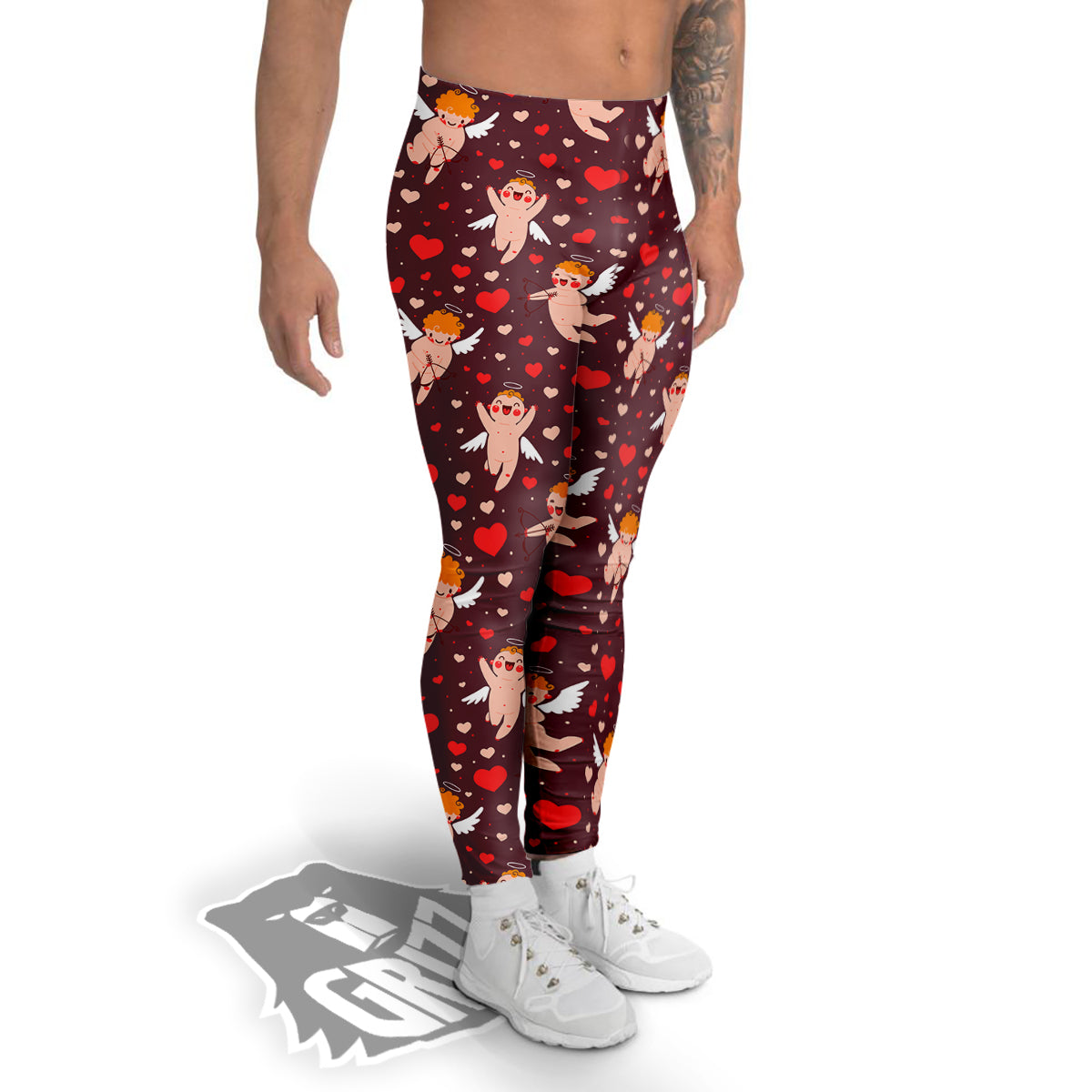 Baby Cupid Print Pattern Men's Leggings-grizzshop