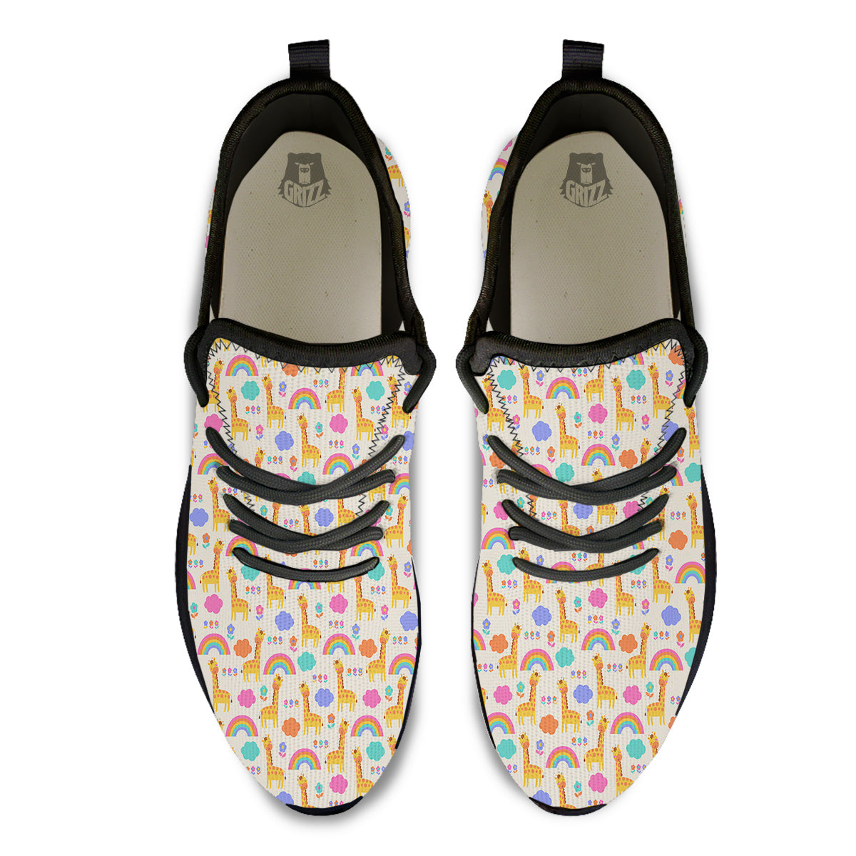 Baby Giraffe Cute Print Pattern Black Athletic Shoes-grizzshop