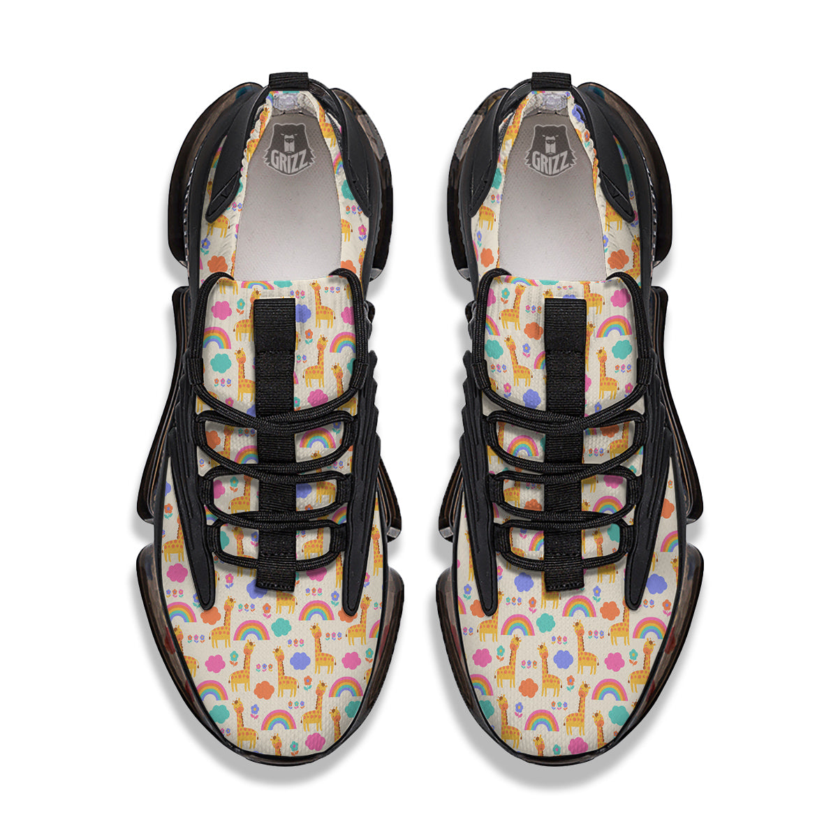 Baby Giraffe Cute Print Pattern Black Gym Shoes-grizzshop