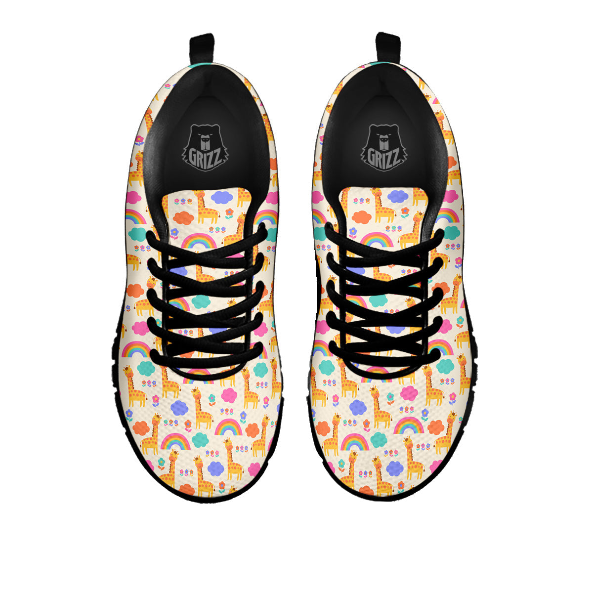 Baby Giraffe Cute Print Pattern Black Sneaker-grizzshop