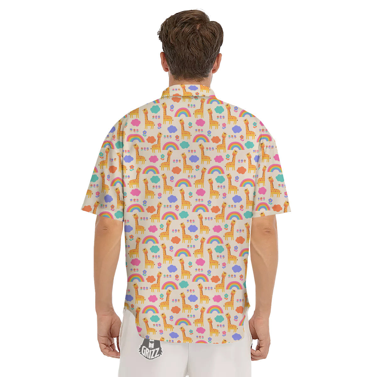 Baby Giraffe Cute Print Pattern Men's Short Sleeve Shirts-grizzshop