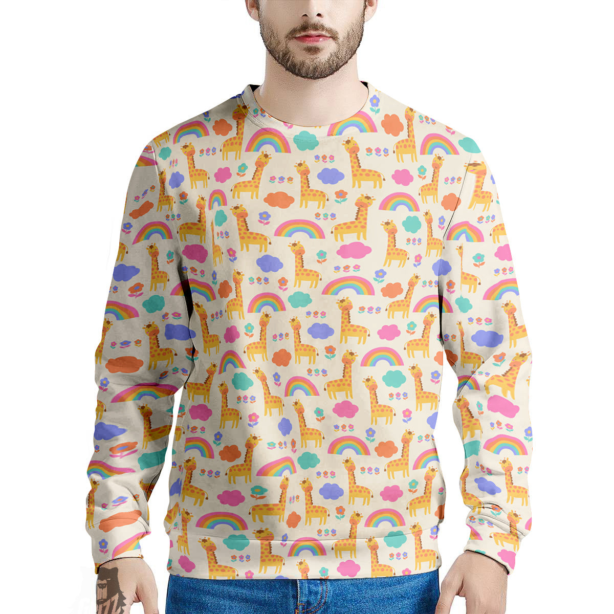 Baby Giraffe Cute Print Pattern Men's Sweatshirt-grizzshop