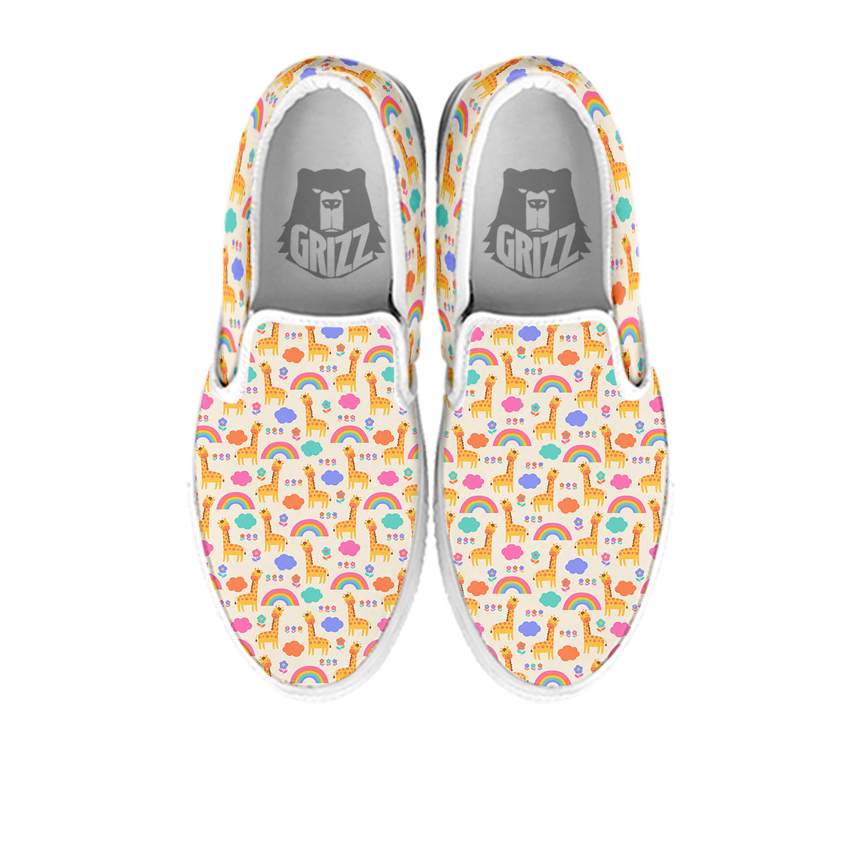 Baby Giraffe Cute Print Pattern White Slip On Shoes-grizzshop