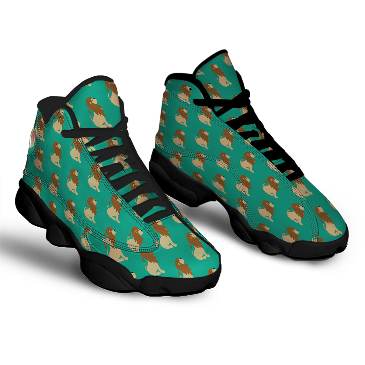 Baby Lion Print Pattern Black Basketball Shoes-grizzshop