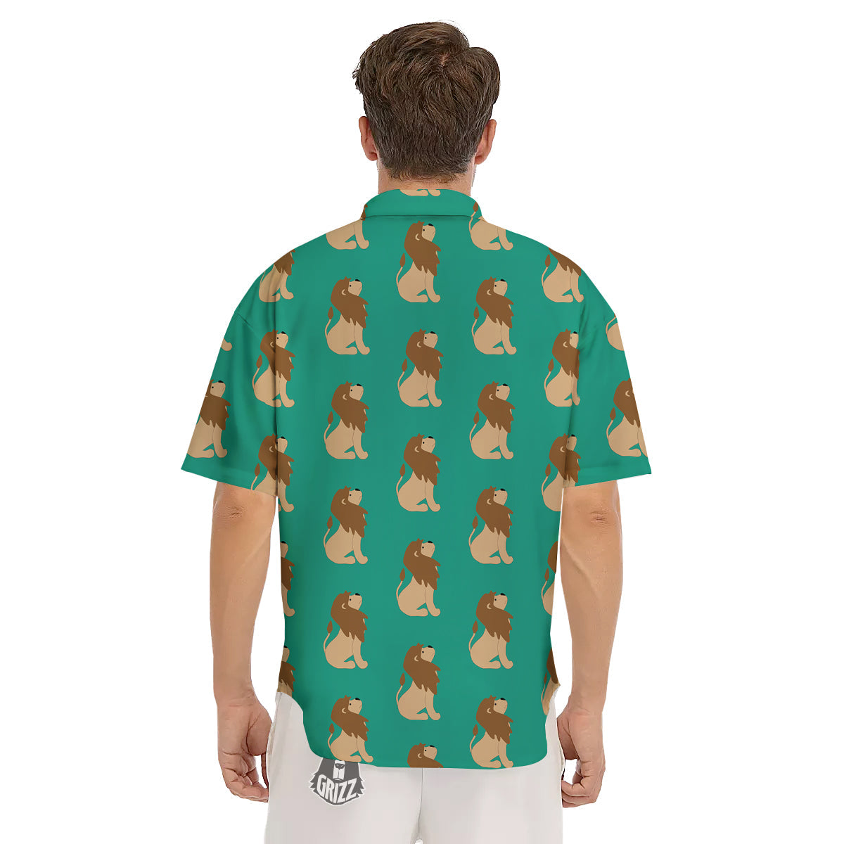 Baby Lion Print Pattern Men's Short Sleeve Shirts-grizzshop