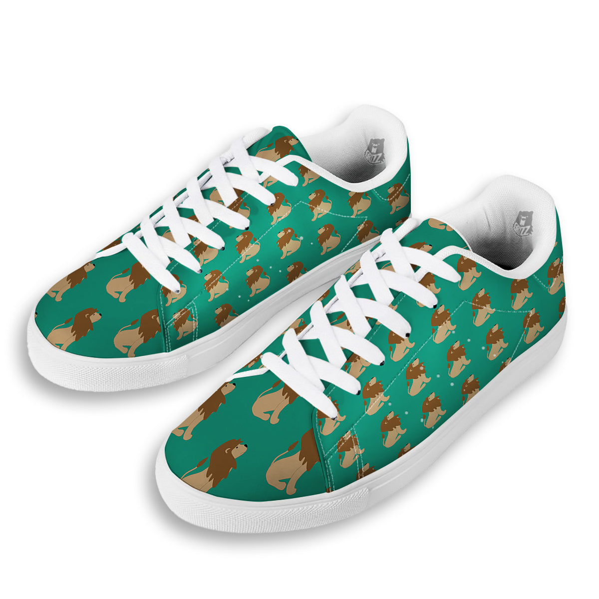 Baby Lion Print Pattern White Low Top Sneakers-grizzshop