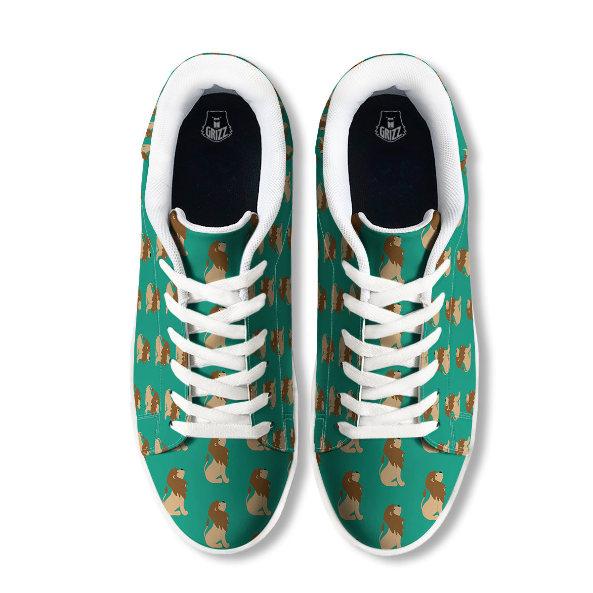 Baby Lion Print Pattern White Low Top Sneakers-grizzshop
