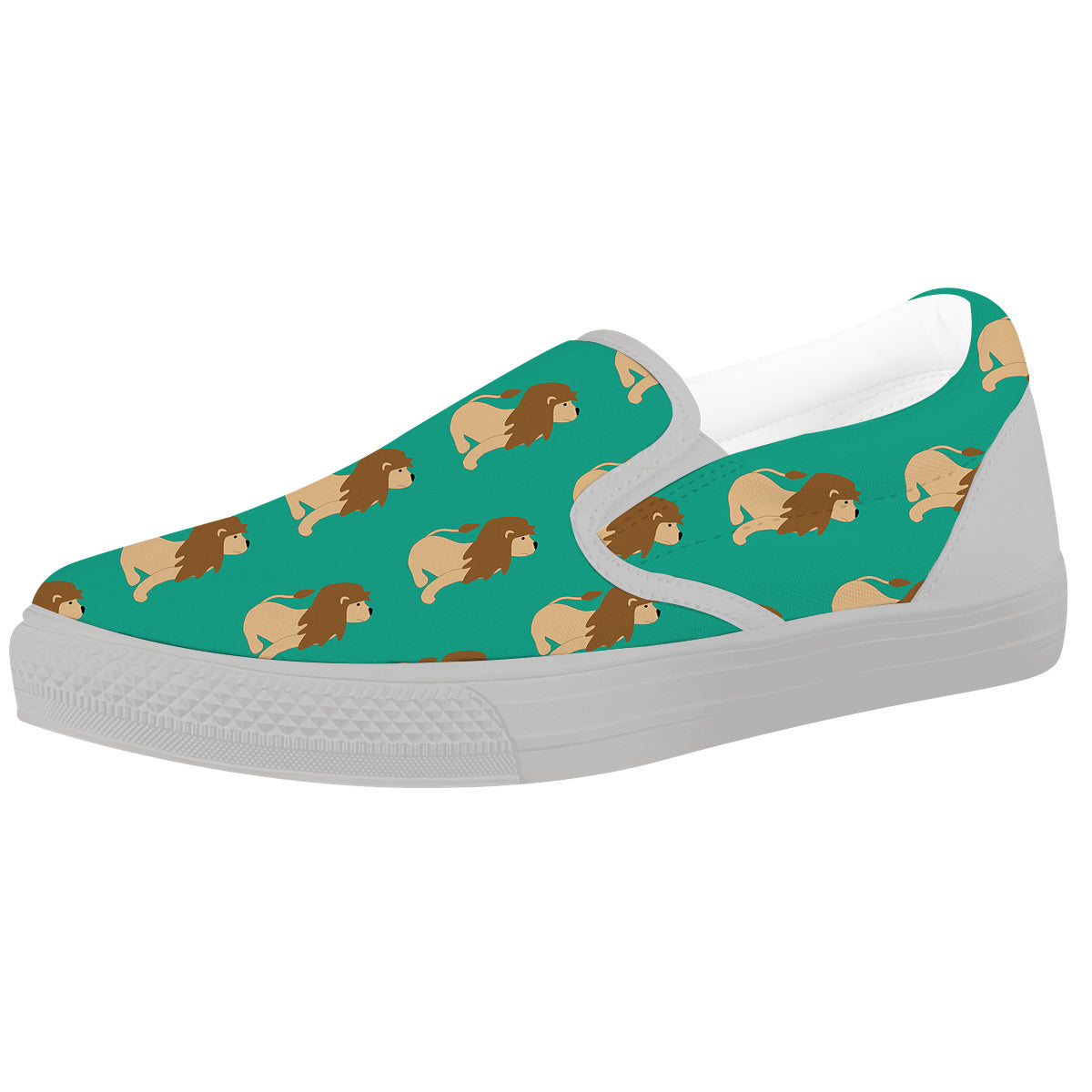 Baby Lion Print Pattern White Slip On Shoes-grizzshop