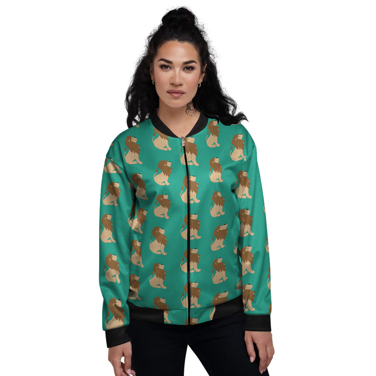 Baby Lion Print Pattern Women's Bomber Jacket-grizzshop