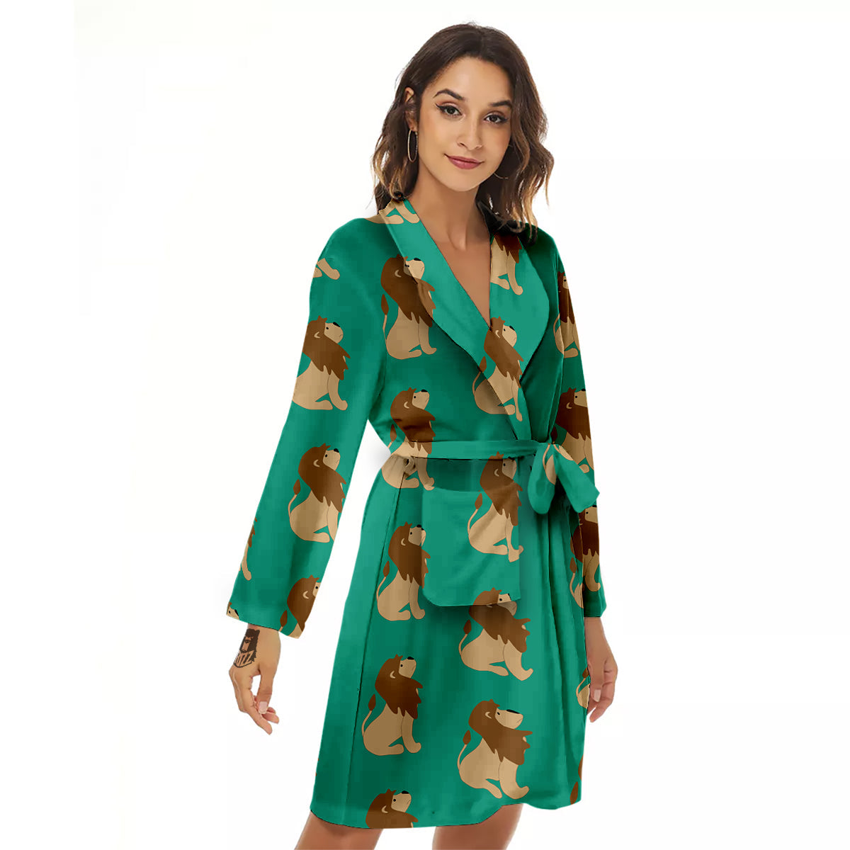 Baby Lion Print Pattern Women's Robe-grizzshop