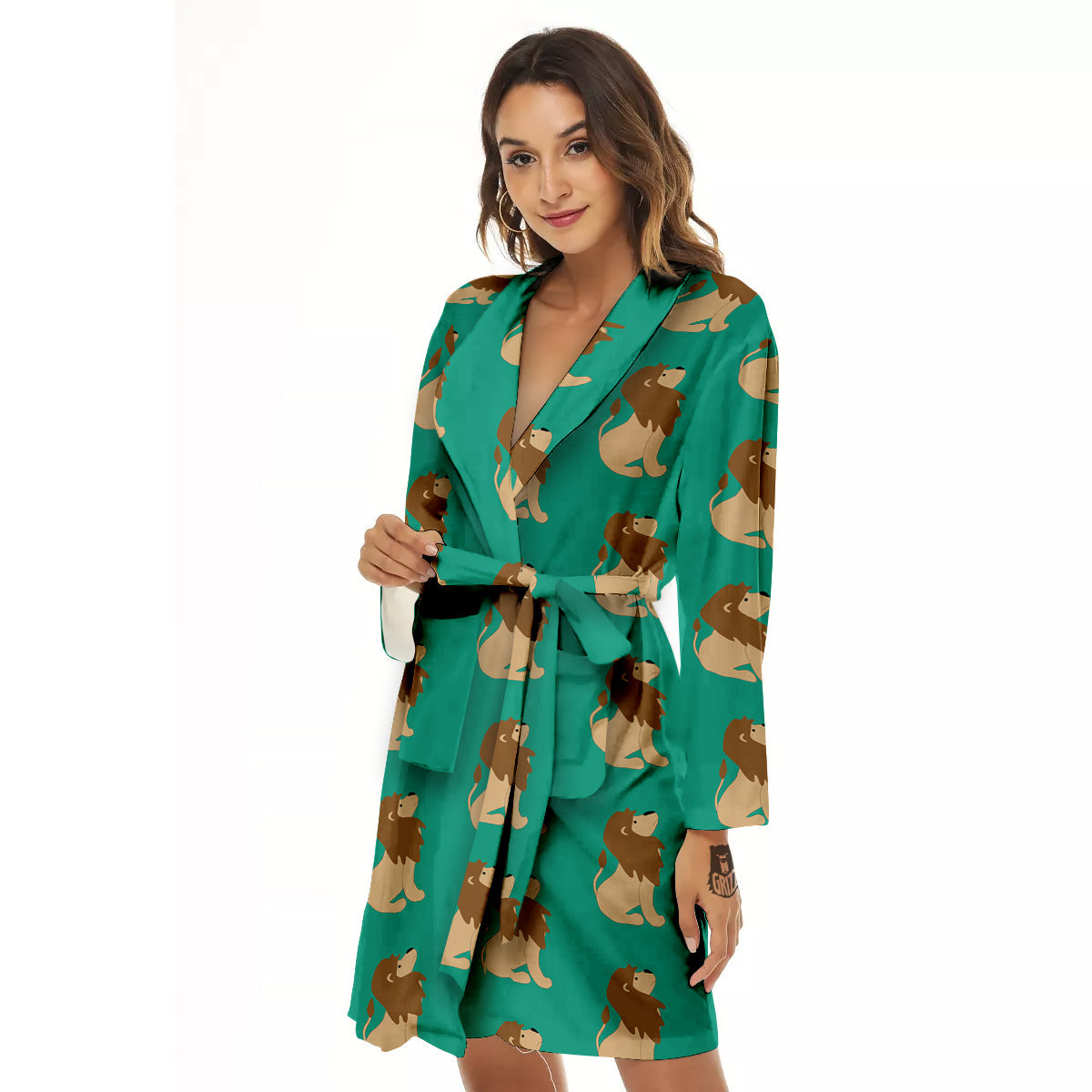 Baby Lion Print Pattern Women's Robe-grizzshop
