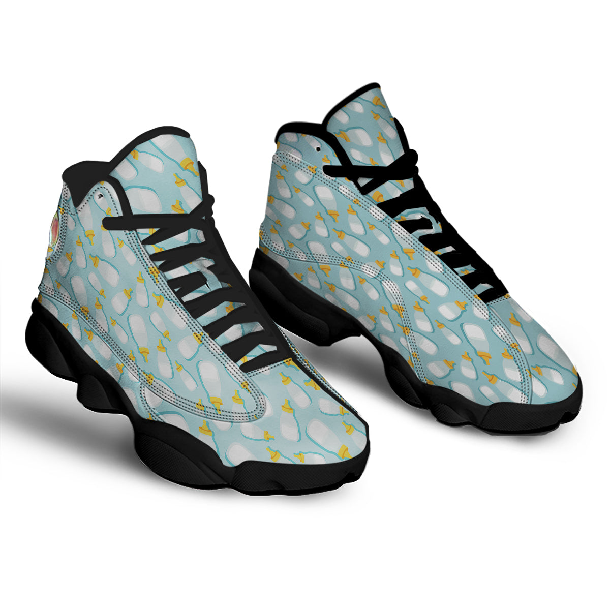 Baby Mike And Bottles Print Pattern Black Basketball Shoes-grizzshop