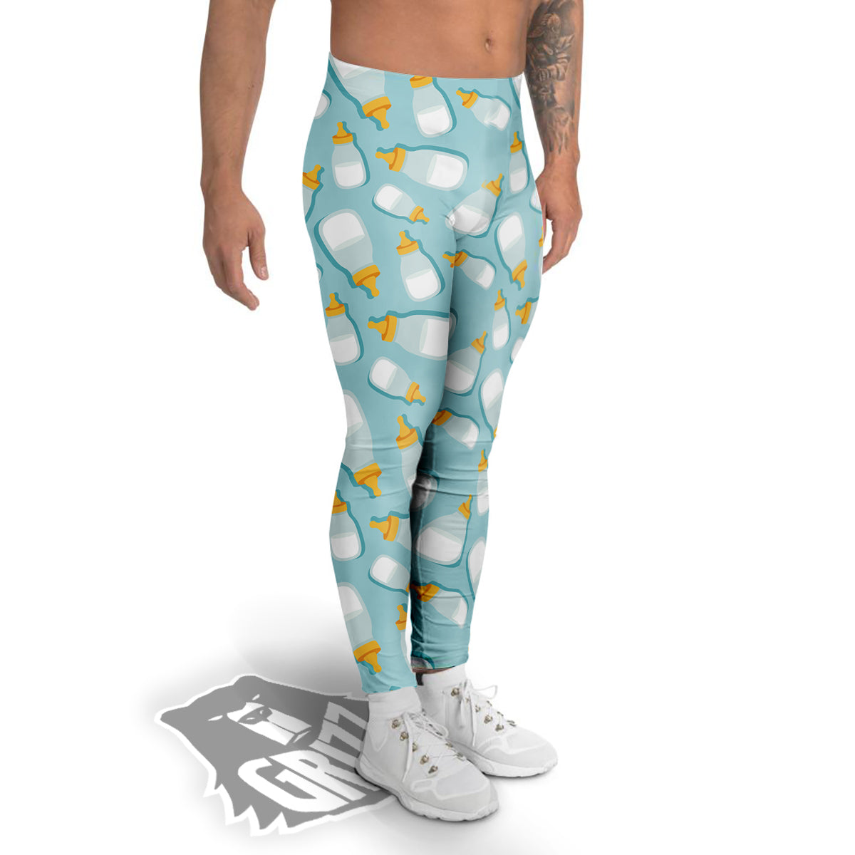 Baby Mike And Bottles Print Pattern Men's Leggings-grizzshop