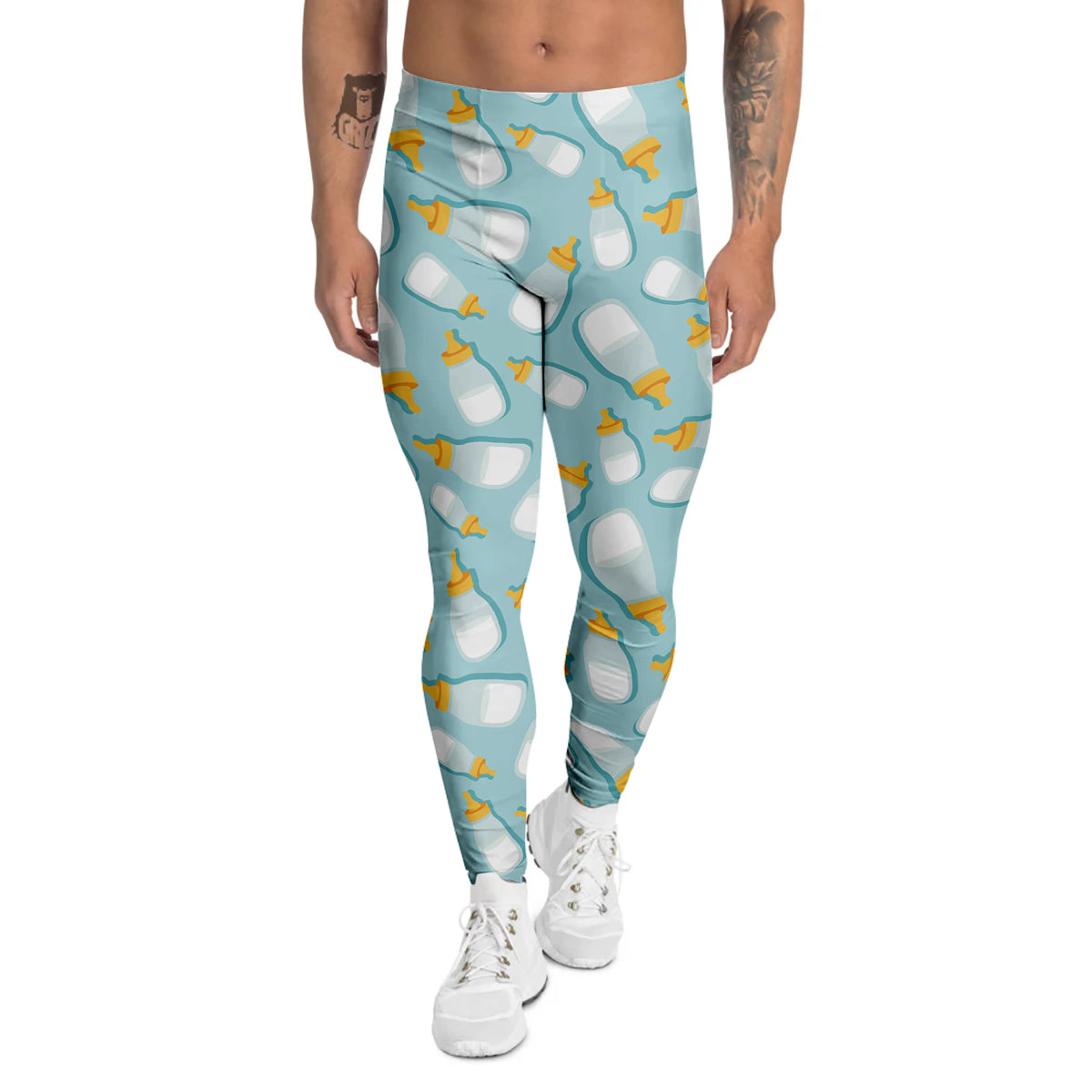 Baby Mike And Bottles Print Pattern Men's Leggings-grizzshop