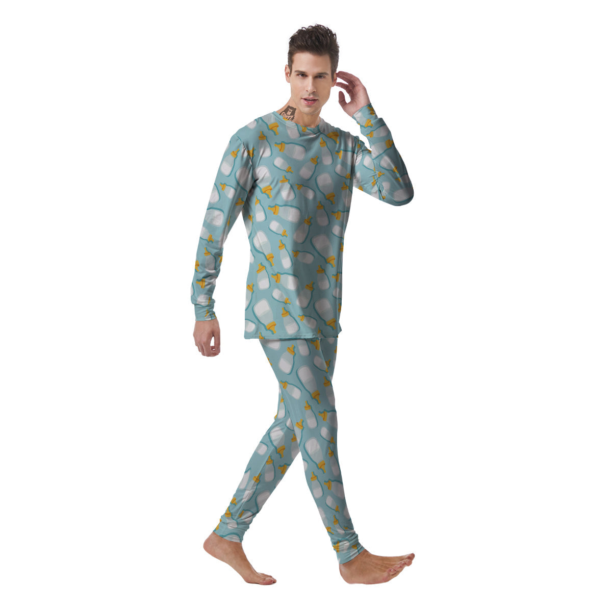 Baby Mike And Bottles Print Pattern Men's Pajamas-grizzshop