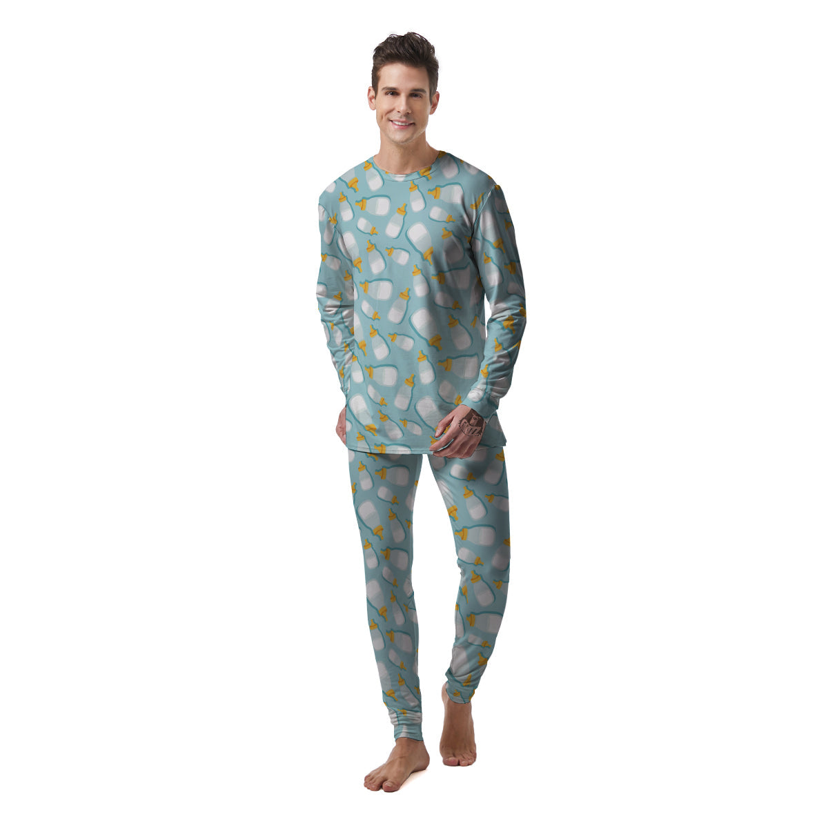 Baby Mike And Bottles Print Pattern Men's Pajamas-grizzshop