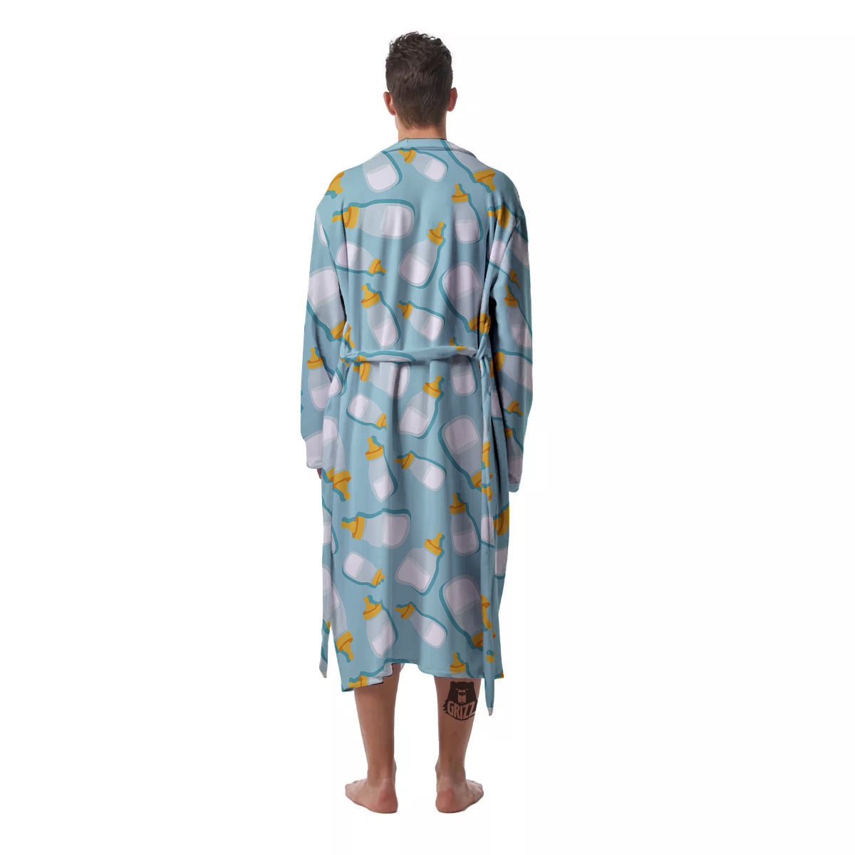 Baby Mike And Bottles Print Pattern Men's Robe-grizzshop