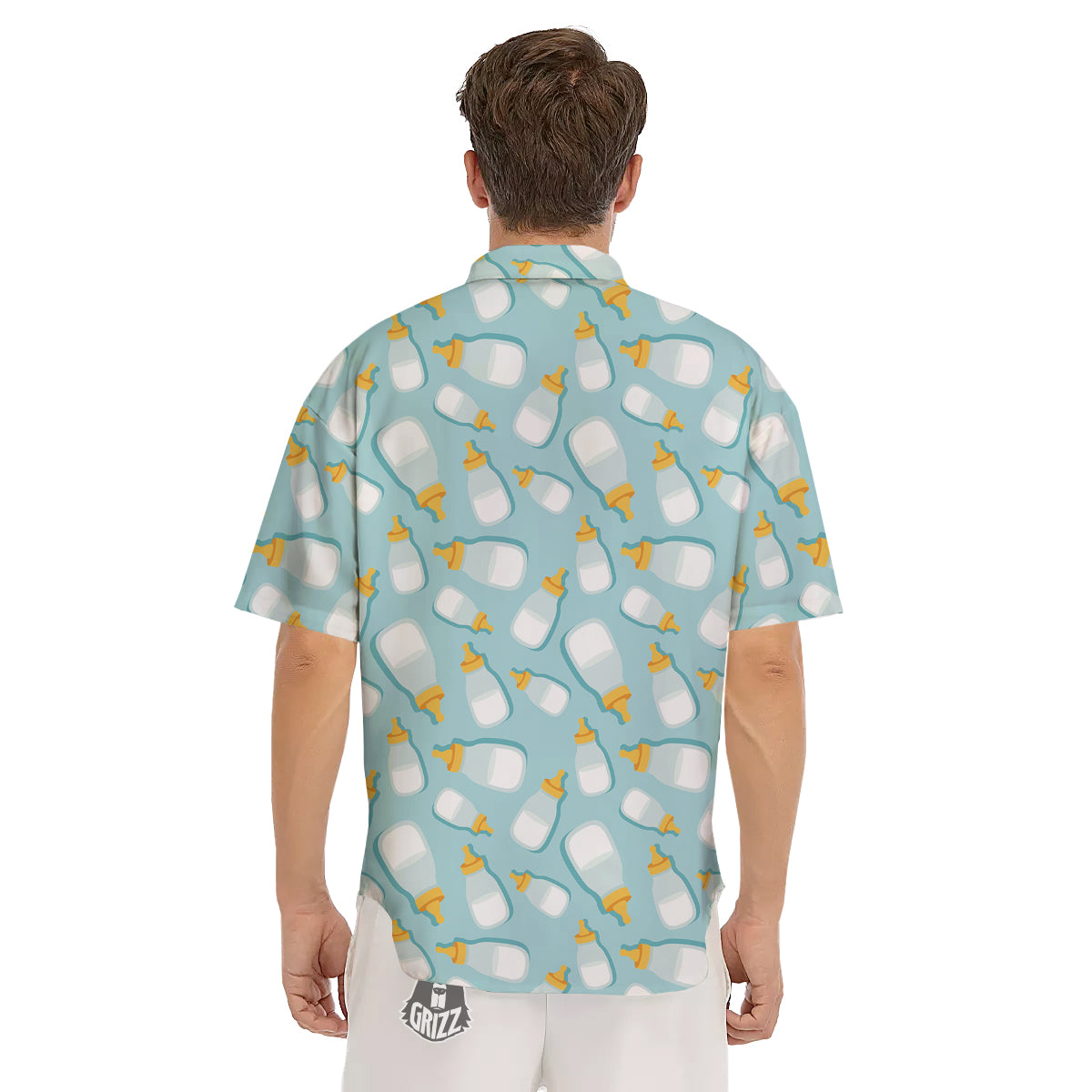 Baby Mike And Bottles Print Pattern Men's Short Sleeve Shirts-grizzshop